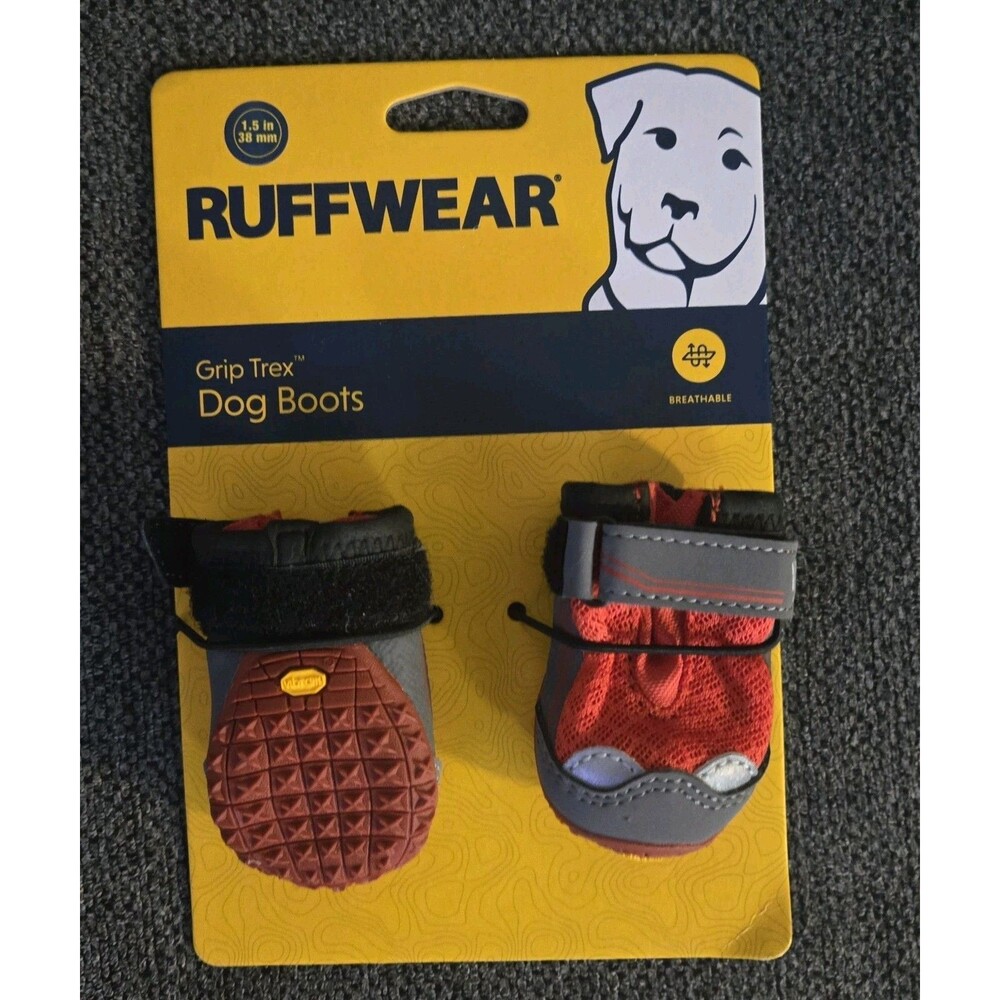 Ruffwear Grip Trex Dog Boots Set of 2 Red Summer 1.5" Breathable Hiking Puppy